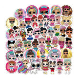 50pcs Cartoon girl graffiti stickers decorative suitcase notebook waterproof detachable stickers
