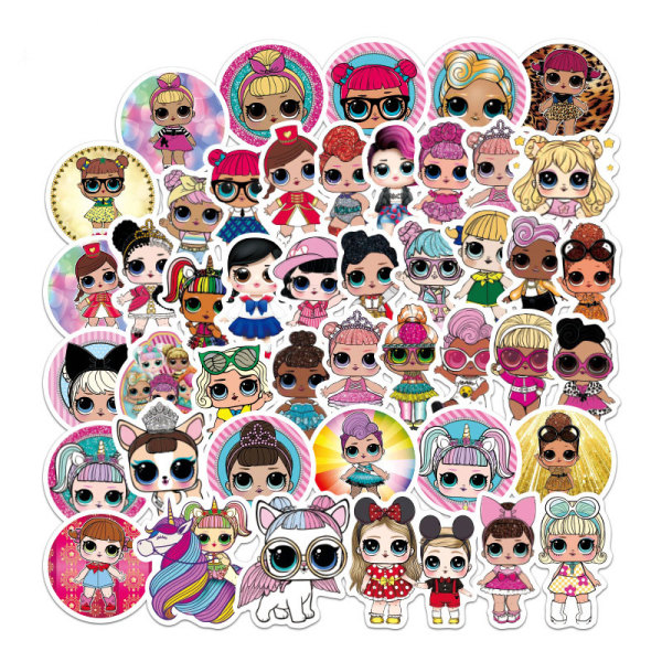 50pcs Cartoon girl graffiti stickers decorative suitcase notebook waterproof detachable stickers