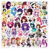 50pcs Cartoon girl  graffiti stickers decorative suitcase notebook waterproof detachable stickers