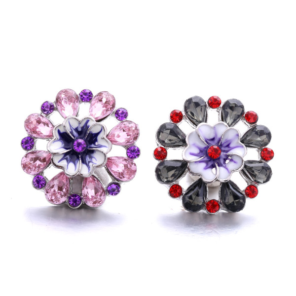 20MM flower Rhinestone  Metal snap buttons