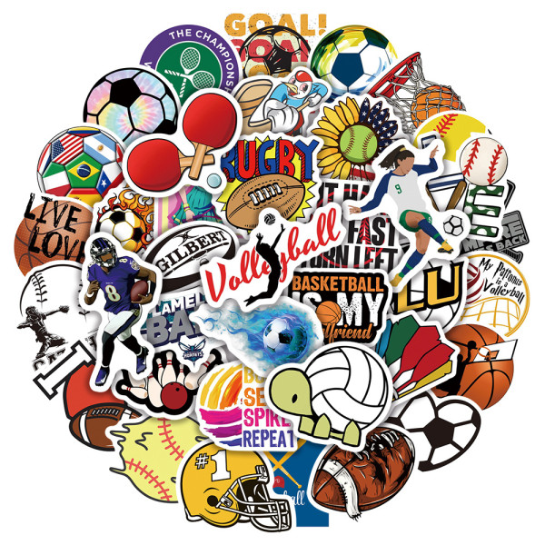50pcs Cartoon Hockey Basketball  graffiti stickers decorative suitcase notebook waterproof detachable stickers