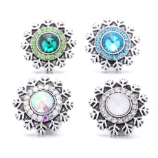 Snowflake 20MM  design Rhinestone  Metal snap buttons