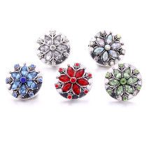 Snowflake 20MM  design Rhinestone  Metal snap buttons