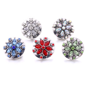Snowflake 20MM  design Rhinestone  Metal snap buttons
