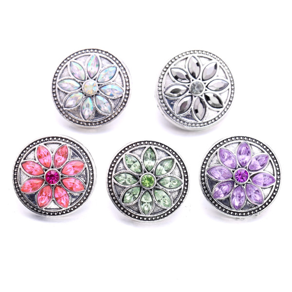 20MM flower Rhinestone  Metal snap buttons