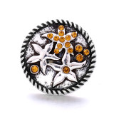 starfish 20MM  design Rhinestone  Metal snap buttons