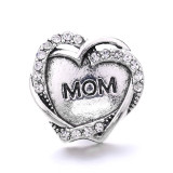 MOM 20MM  design Rhinestone  Metal snap buttons