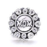 MOM 20MM  design Rhinestone  Metal snap buttons