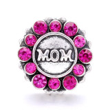 MOM 20MM  design Rhinestone  Metal snap buttons