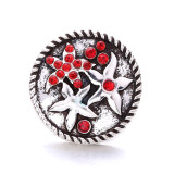 starfish 20MM  design Rhinestone  Metal snap buttons