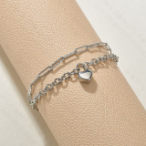 Stainless Steel Heart Lock Double Bracelet love