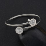 love cross Heart-Shaped Stainless Steel Wire Open Bracelet