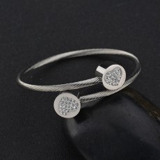 love cross Heart-Shaped Stainless Steel Wire Open Bracelet