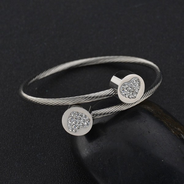 love cross Heart-Shaped Stainless Steel Wire Open Bracelet