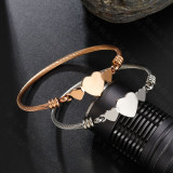 Stainless Steel Three Heart Open Bracelet