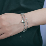 Stainless Steel Heart Lock Double Bracelet love