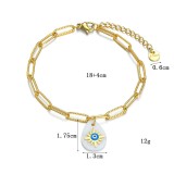 Shell Drop Shape Stainless Steel Bracelet with Eight-pointed Star