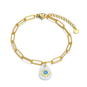 Shell Drop Shape Stainless Steel Bracelet with Eight-pointed Star