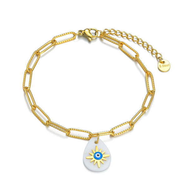 Shell Drop Shape Stainless Steel Bracelet with Eight-pointed Star