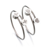love cross Heart-Shaped Stainless Steel Wire Open Bracelet
