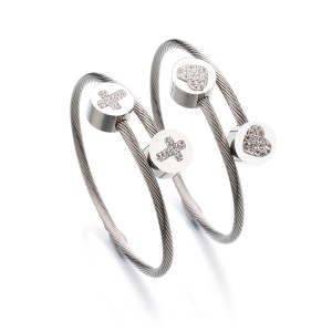 love cross Heart-Shaped Stainless Steel Wire Open Bracelet