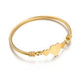 Stainless Steel Three Heart Open Bracelet