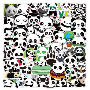 50pcs cute panda graffiti stickers decorative suitcase notebook waterproof detachable stickers