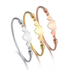 Stainless Steel Three Heart Open Bracelet