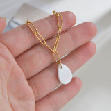 Shell Drop Shape Stainless Steel Bracelet with Eight-pointed Star