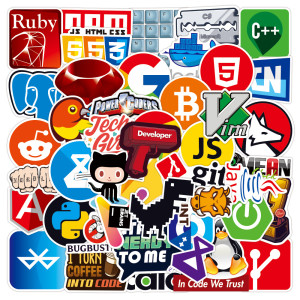 50pcs programmer graffiti stickers decorative suitcase notebook waterproof detachable stickers