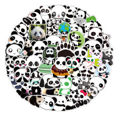 50pcs cute panda graffiti stickers decorative suitcase notebook waterproof detachable stickers