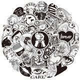 50pcs black and white ins graffiti stickers decorative suitcase notebook waterproof detachable stickers