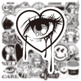 50pcs black and white ins graffiti stickers decorative suitcase notebook waterproof detachable stickers