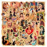 50pcs retro beauty graffiti stickers decorative suitcase notebook waterproof detachable stickers