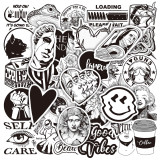 50pcs black and white ins graffiti stickers decorative suitcase notebook waterproof detachable stickers
