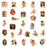 50pcs retro beauty graffiti stickers decorative suitcase notebook waterproof detachable stickers