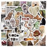 50pcs British literary retro graffiti stickers decorative suitcase notebook waterproof detachable stickers