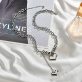 Love heart pendant stainless steel necklace