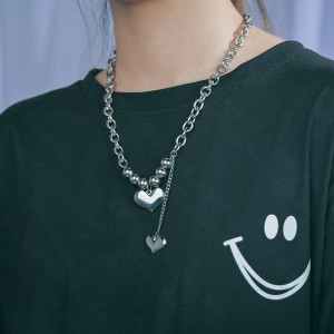 Love heart pendant stainless steel necklace