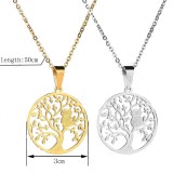 Tree of Life Owl Stainless Steel Necklace