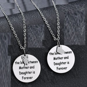 love Round Card Heart Shape Girls Stainless Steel Pendant Necklace