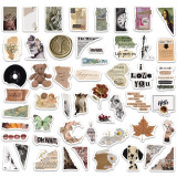50pcs British literary retro graffiti stickers decorative suitcase notebook waterproof detachable stickers