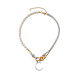 Moon Pearl Diamond Chain Letter Pendant Stainless Steel Necklace