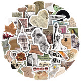 50pcs British literary retro graffiti stickers decorative suitcase notebook waterproof detachable stickers