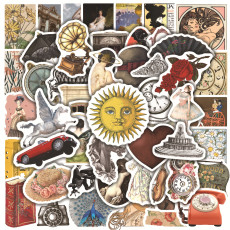 50pcs European and American retro style graffiti stickers decorative suitcase notebook waterproof detachable stickers