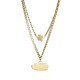 Irregular Letter Square Double Layer Necklace Female Stacked Stainless Steel Clavicle Chain