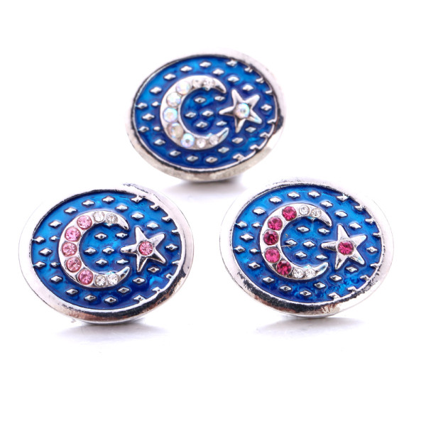 star moon 20MM  design Rhinestone  Metal snap buttons