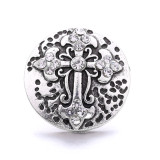 cross 20MM  design Rhinestone  Metal snap buttons