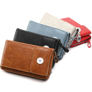 New women's wallets One-shoulder messenger bags Multifunctional mobile phone bags fit 18mm snap button jewelry