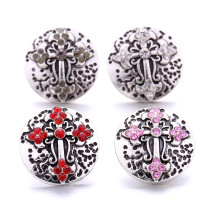 cross 20MM  design Rhinestone  Metal snap buttons